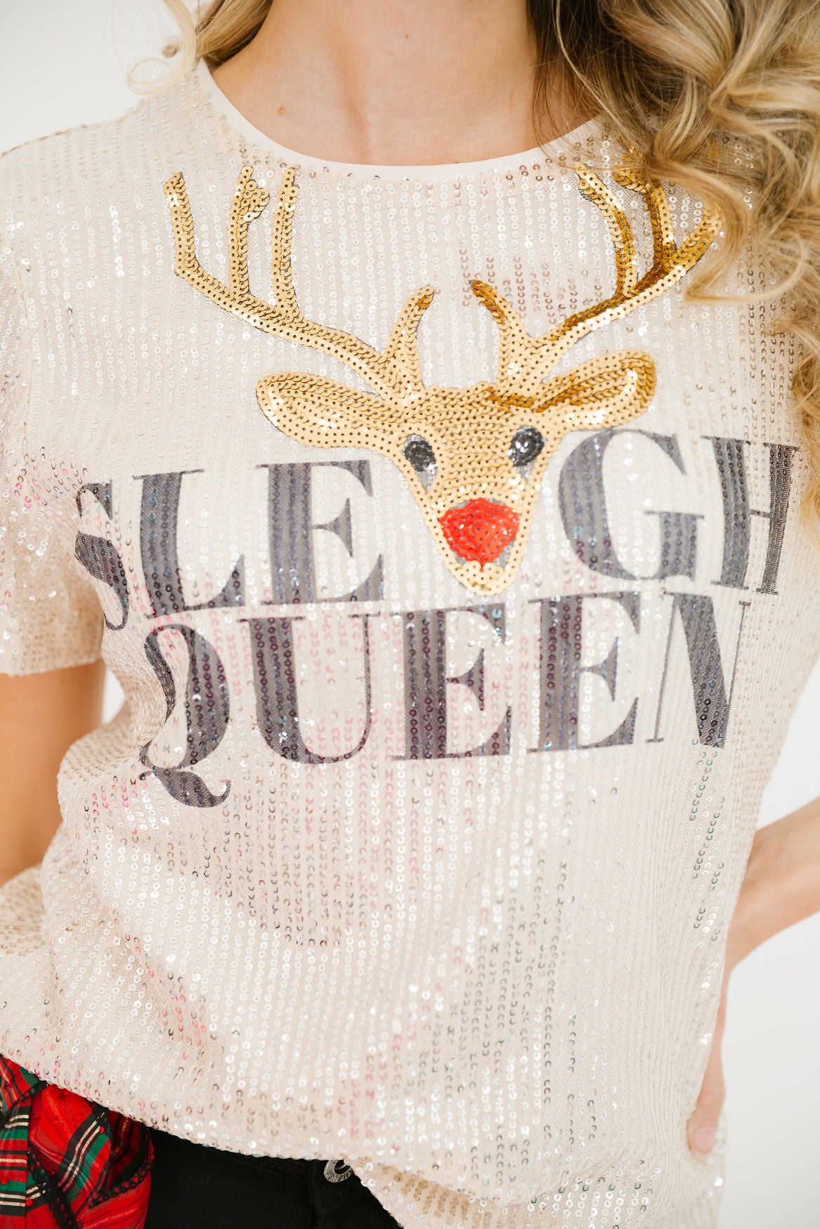 SLEIGH QUEEN GOLD SEQUIN TOP TOP Judith March