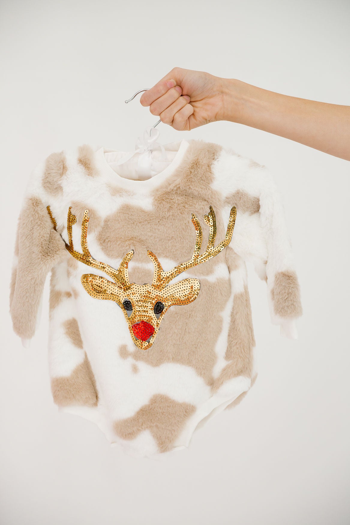 MINI KIDS RUDOLPH SHERPA COW PRINT CLOTHES ONESIE Judith March