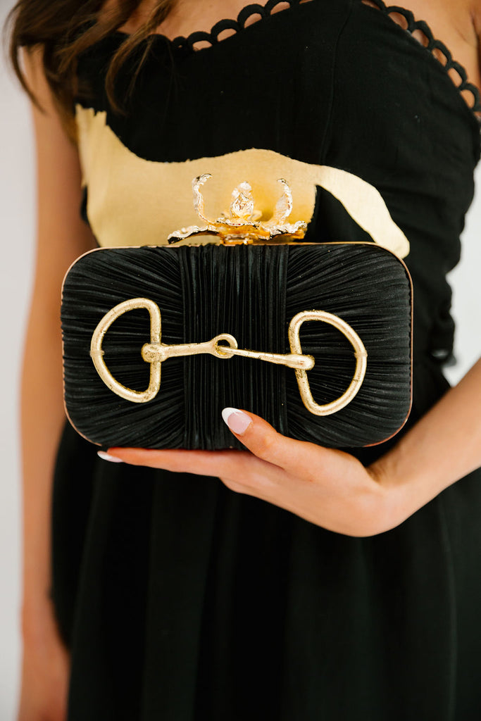 HORSE BIT PEARL FLORAL CLUTCH PURSE Judith March