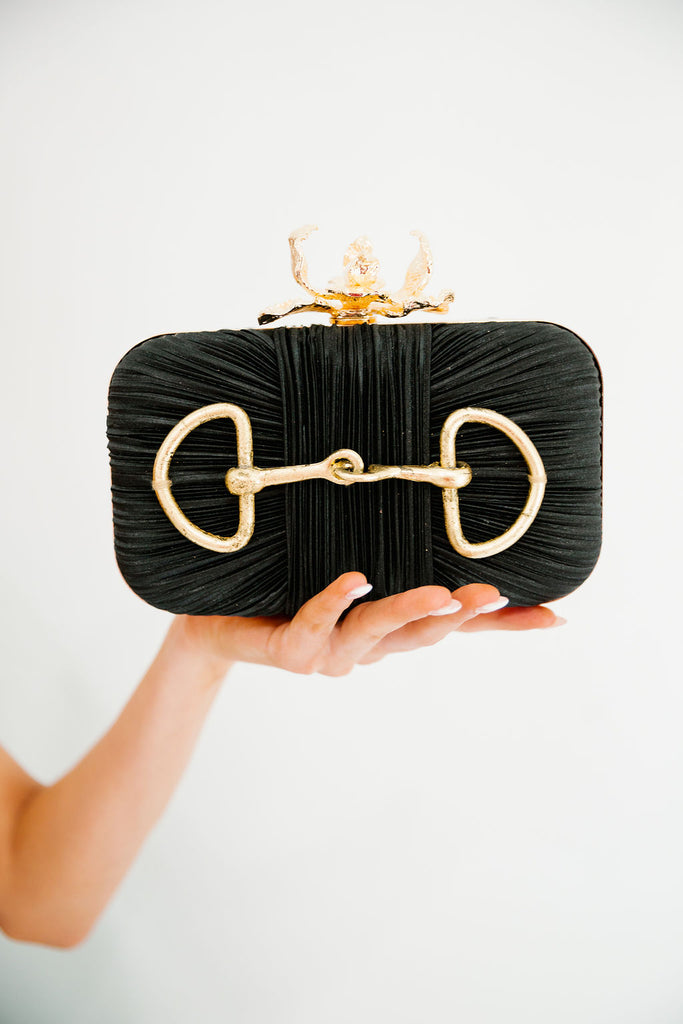 HORSE BIT PEARL FLORAL CLUTCH PURSE Judith March