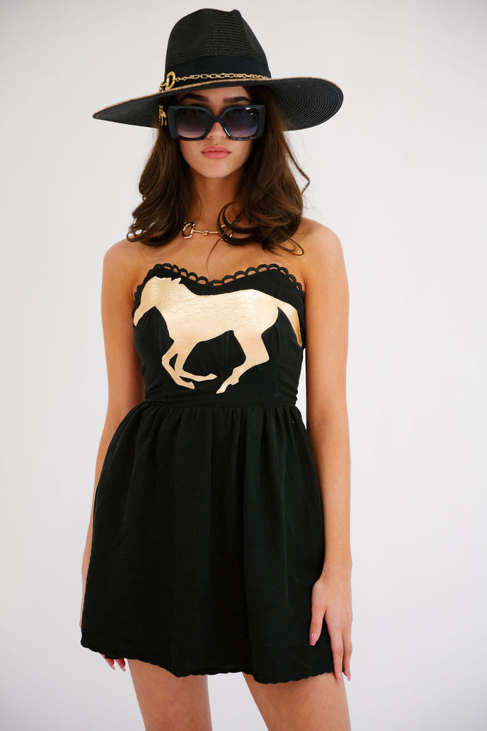 GOLDEN HORSE BLACK DRESS DRESS Judith March