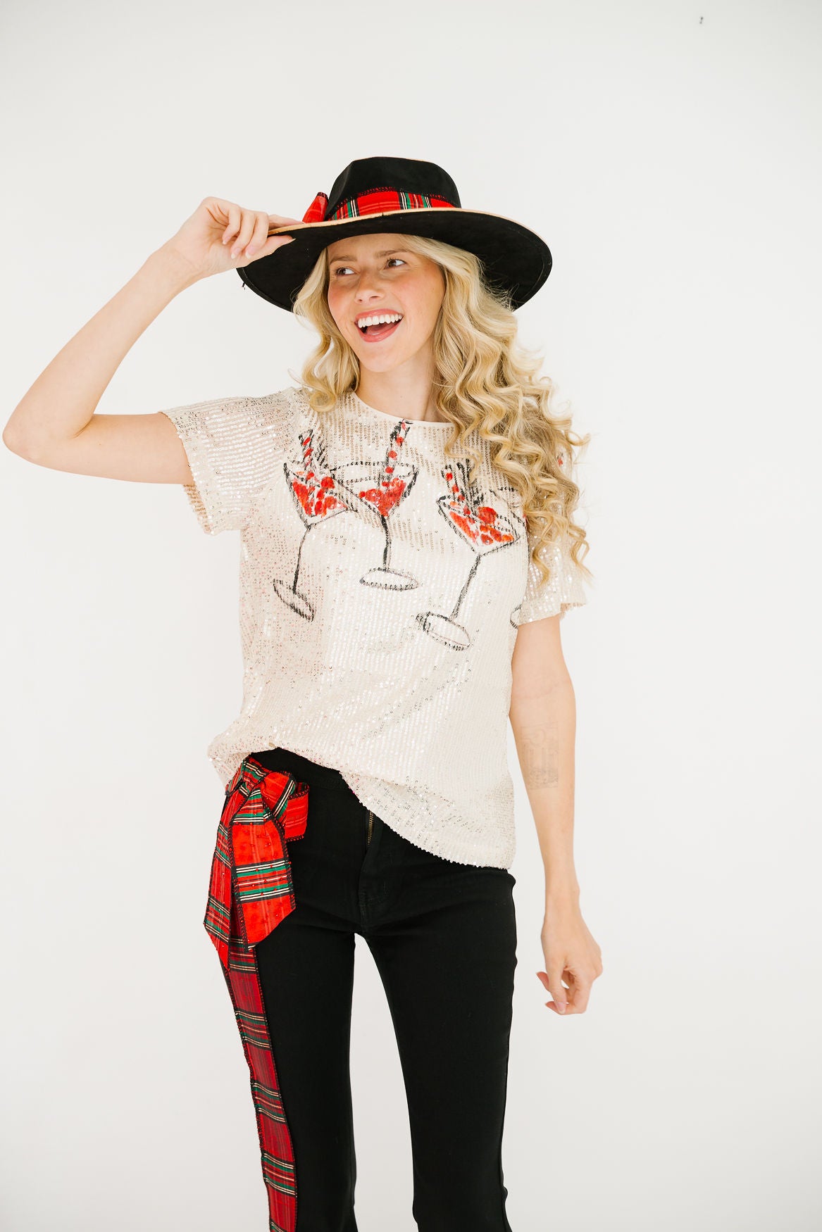 CHRISTMAS COSMO GOLD SEQUIN TOP TOP Judith March