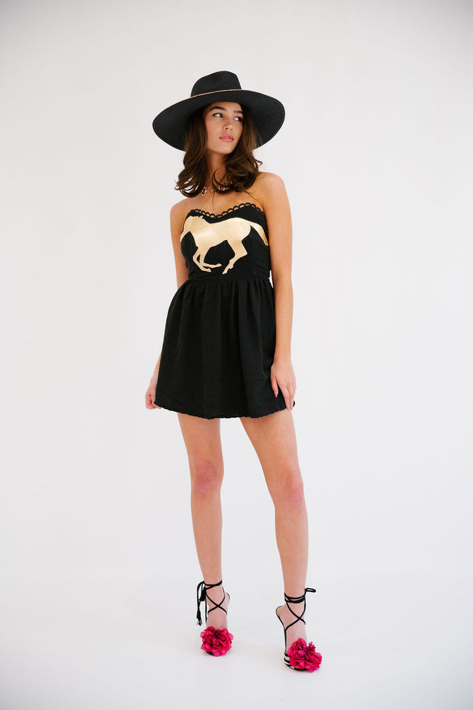 GOLDEN HORSE BLACK DRESS DRESS Judith March