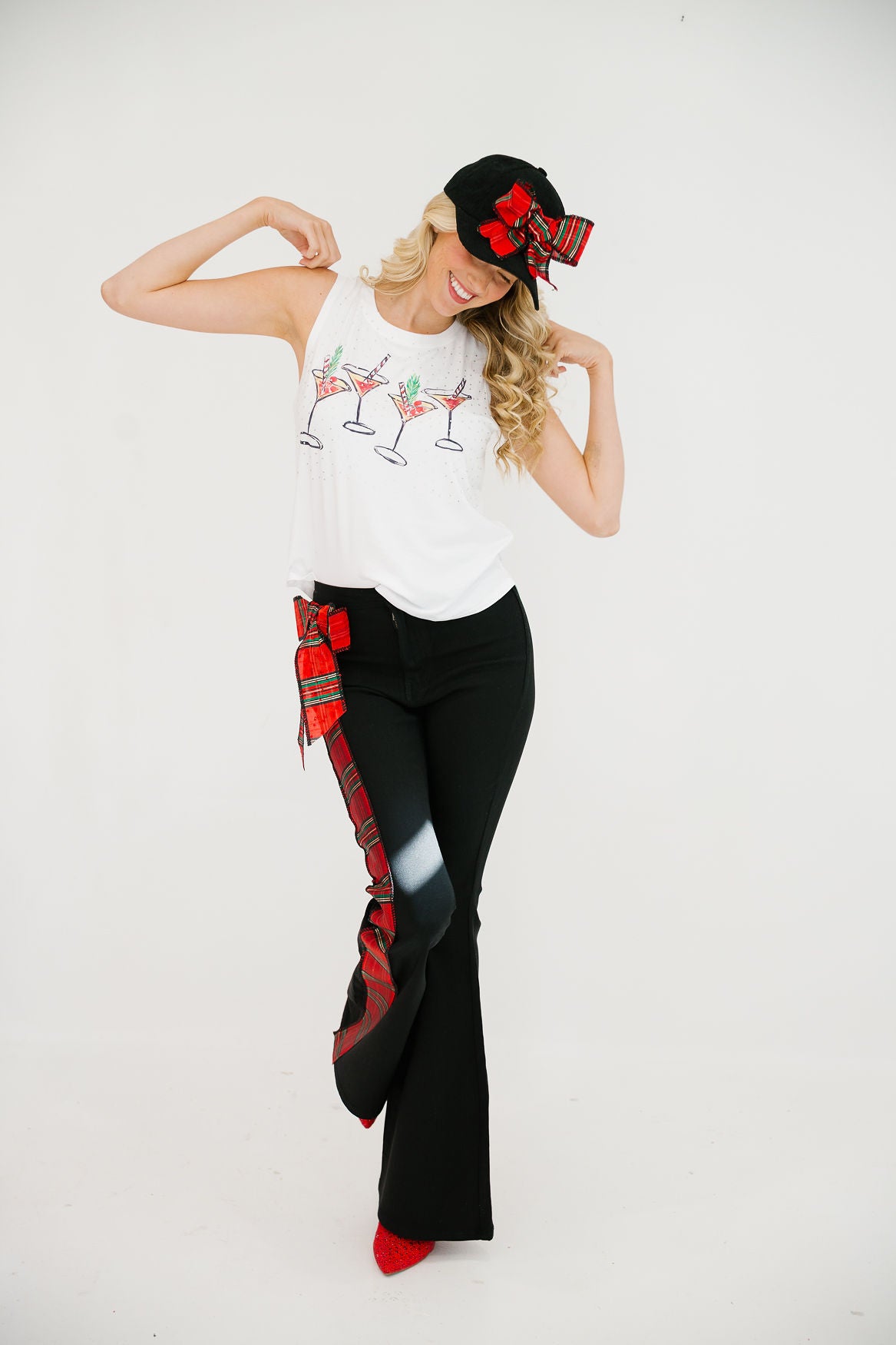 CHRISTMAS COSMO WHITE TANK TANK Judith March