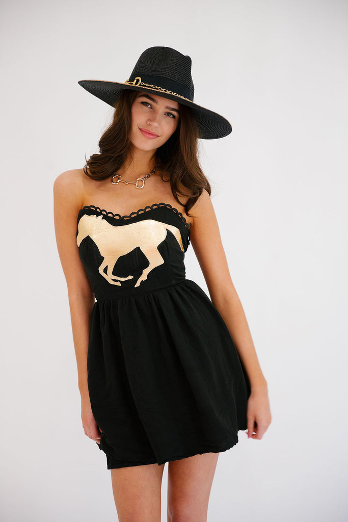 GOLDEN HORSE BLACK DRESS DRESS Judith March