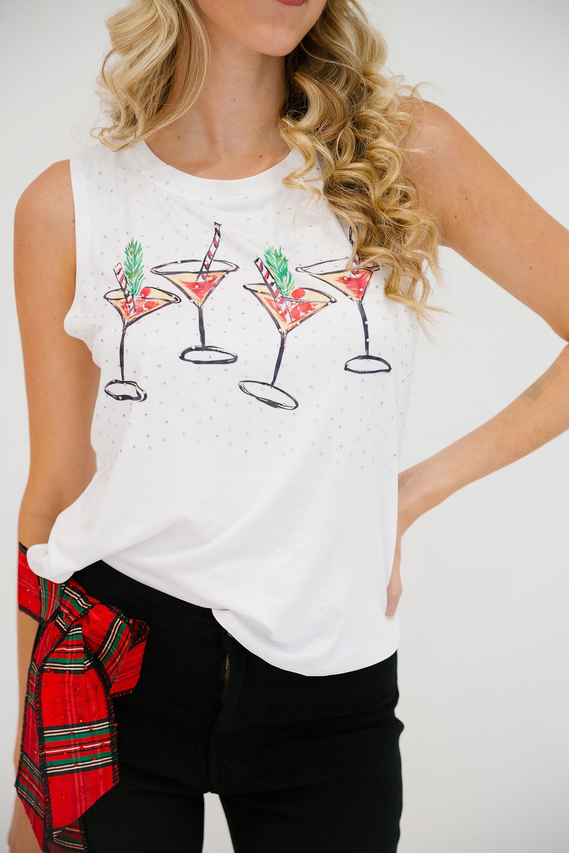 CHRISTMAS COSMO WHITE TANK TANK Judith March