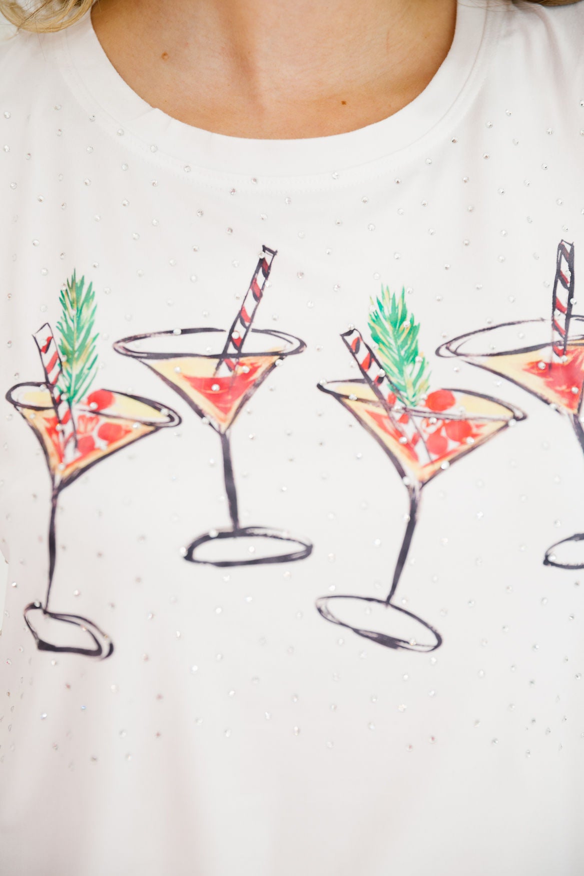 CHRISTMAS COSMO WHITE TANK TANK Judith March