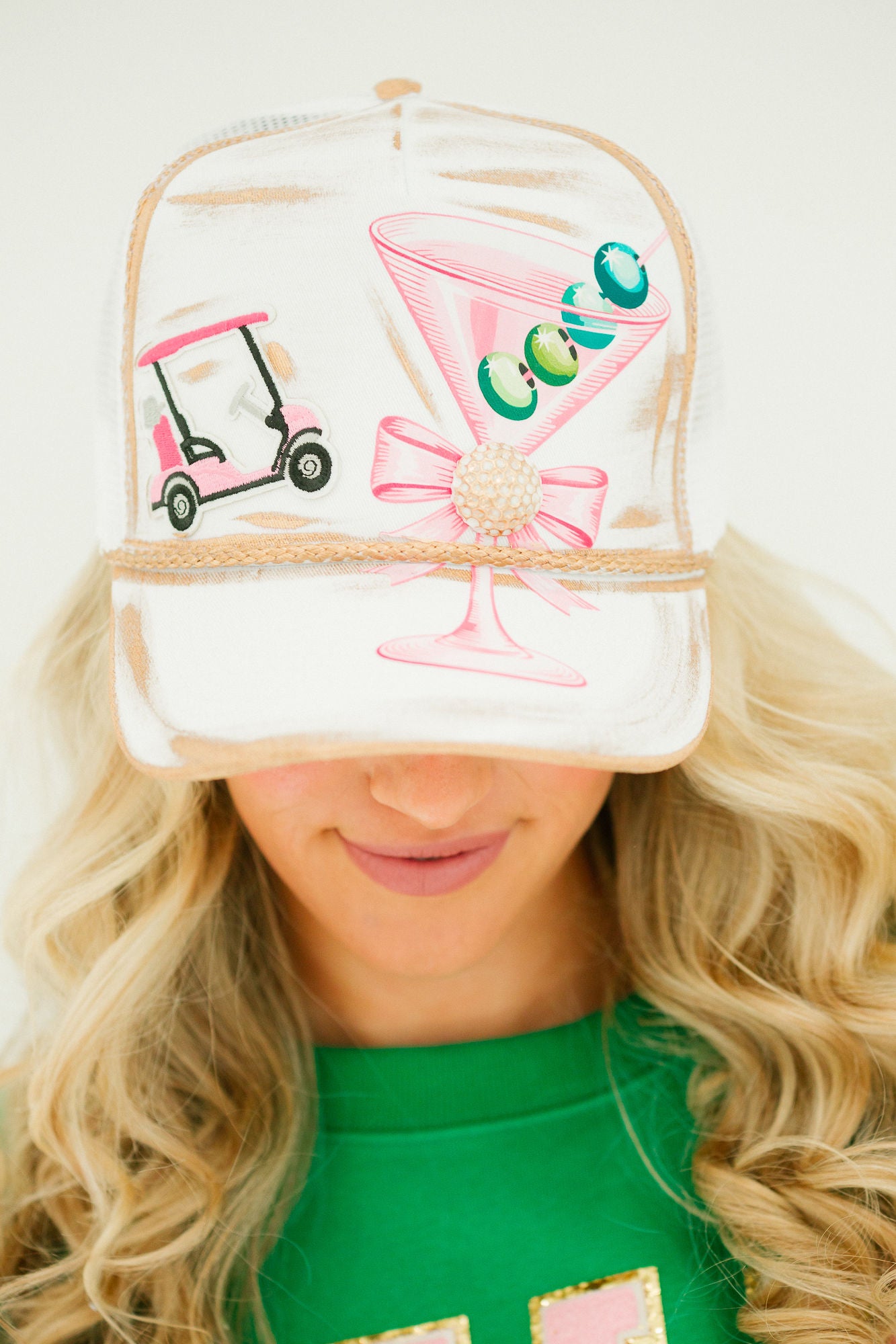 CADDIE MARTINI WHITE STRUCTURED HAT TRUCKER HAT Judith March