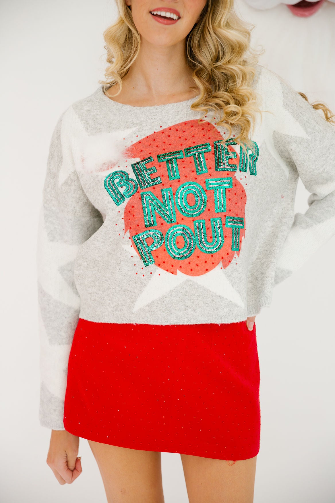 BETTER NOT POUT STAR SWEATER SWEATER Judith March
