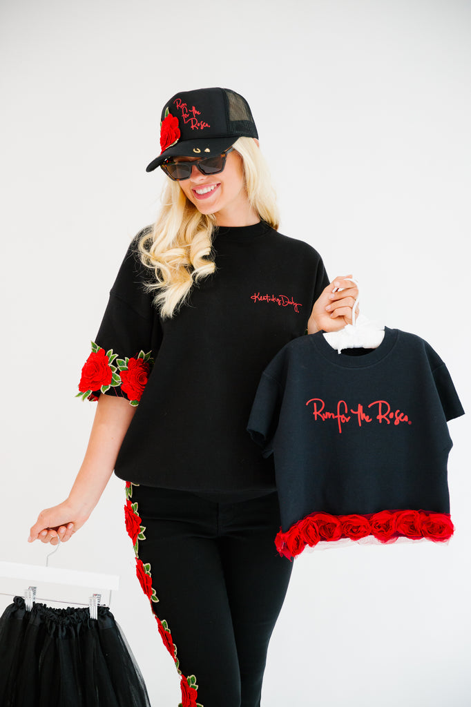 MINI KIDS RUN FOR THE ROSES® BLACK FLORAL TOP PULLOVER Judith March