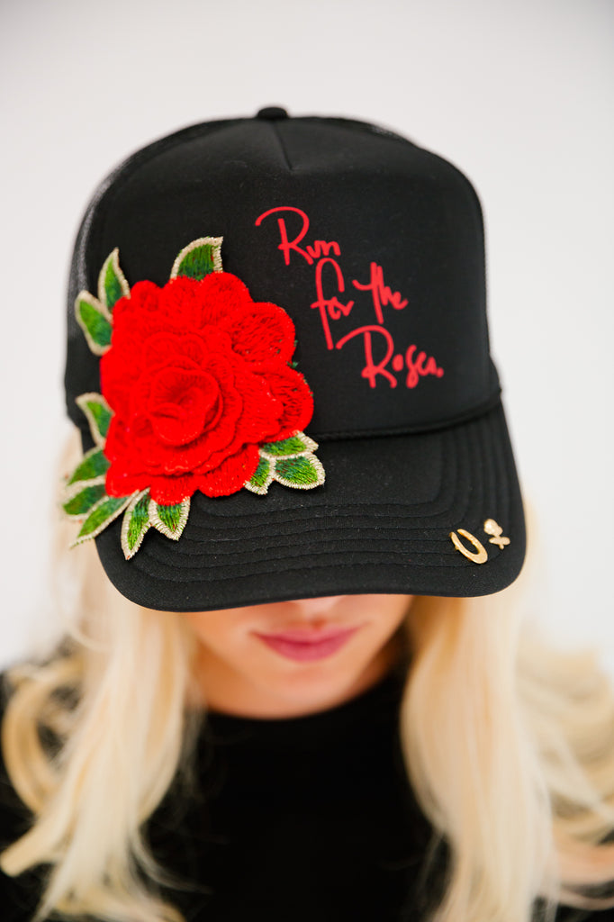 RUN FOR THE ROSES® BLACK TRUCKER HAT HAT Judith March
