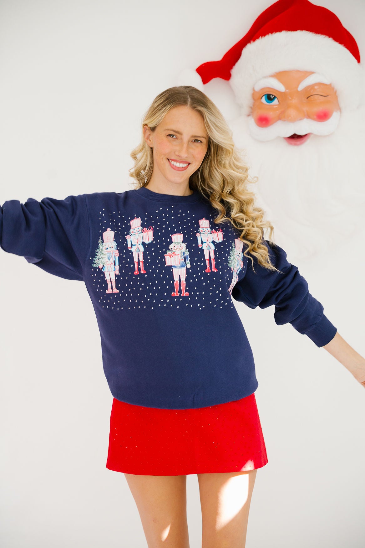 FESTIVE NUTCRACKER NAVY PULLOVER PULLOVER Judith March