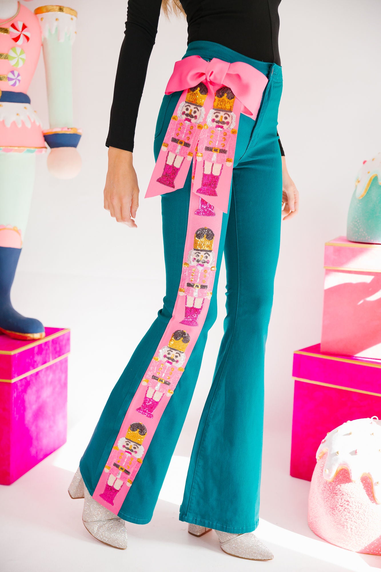 NUTCRACKER SEASON TEAL FLARE PANTS FLARES Judith March