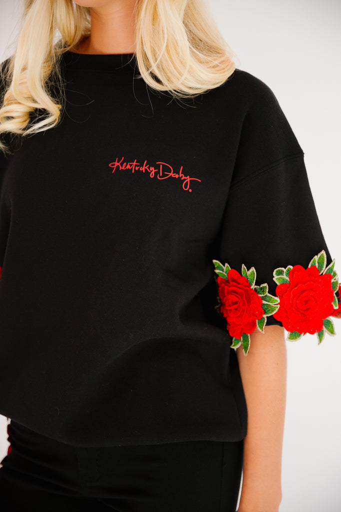 KENTUCKY DERBY® BLACK FLORAL TOP PULLOVER Judith March