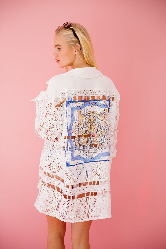MEDITERRANEAN TIGER EYELET BUTTON DOWN Button Down Judith March