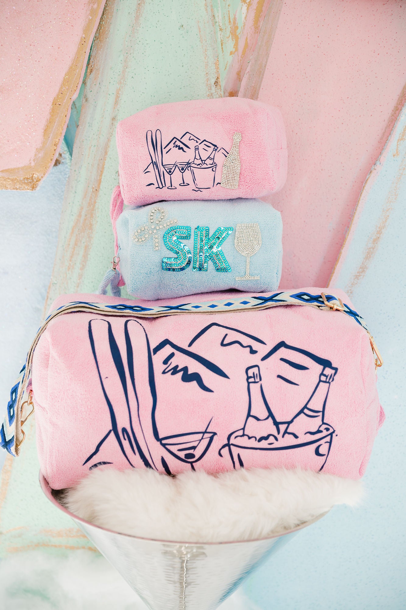 SIPS & SKIS PINK TERRY BAGS TERRY BAG Judith March