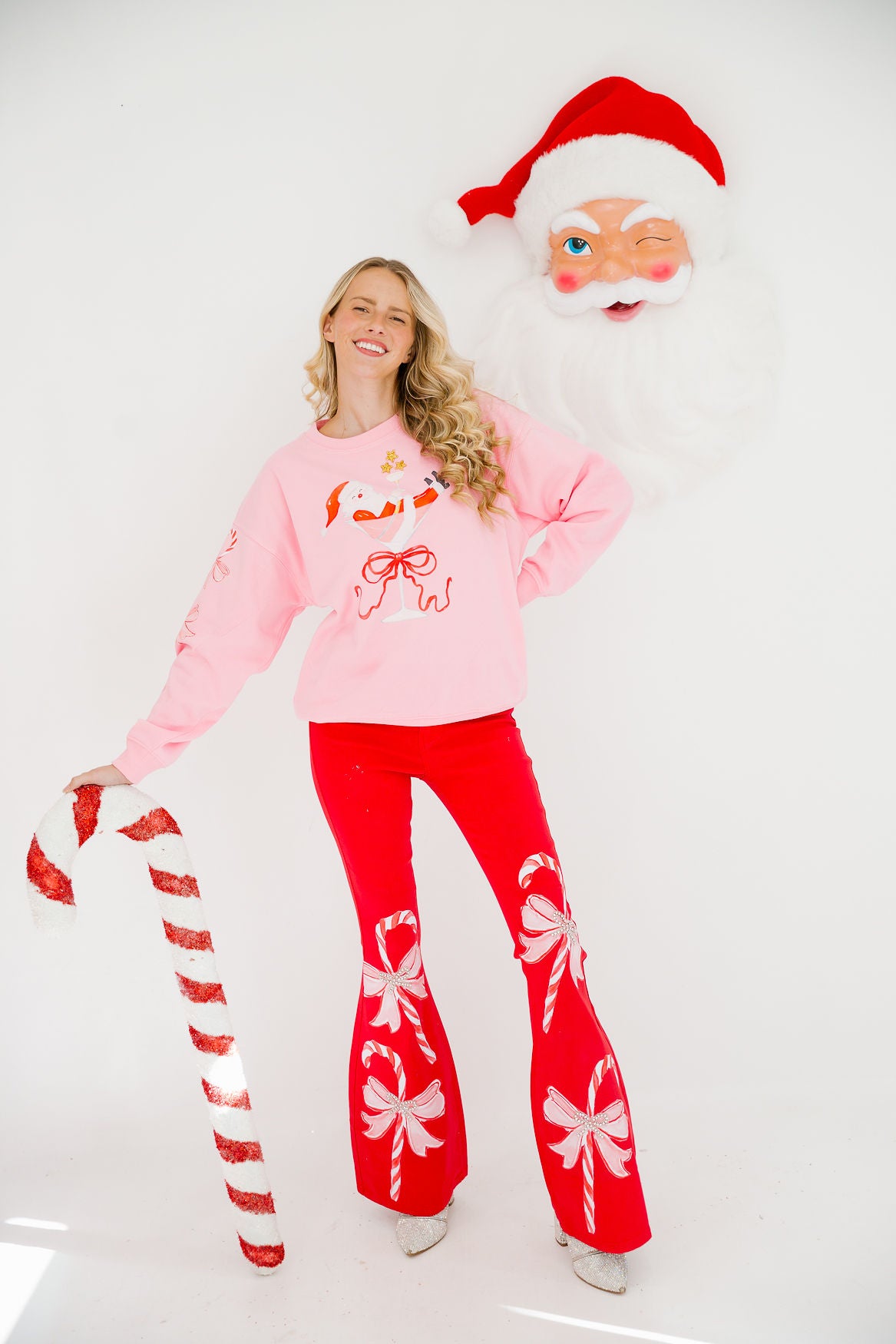TIPSY SANTA PINK PULLOVER PULLOVER Judith March