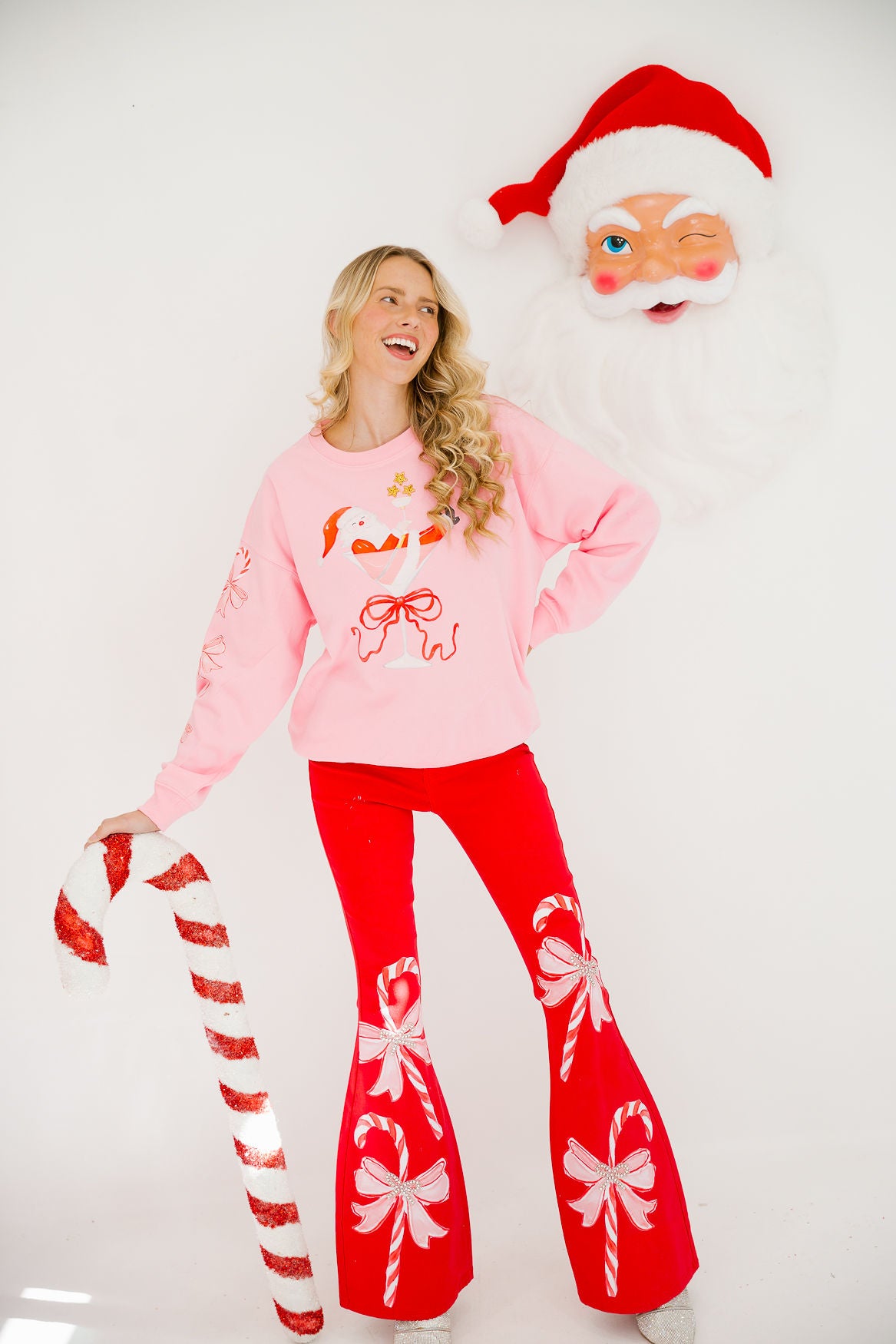 TIPSY SANTA PINK PULLOVER PULLOVER Judith March