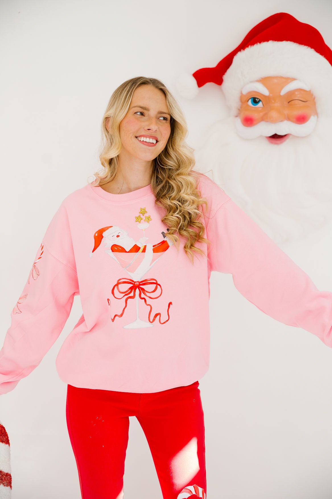 TIPSY SANTA PINK PULLOVER PULLOVER Judith March