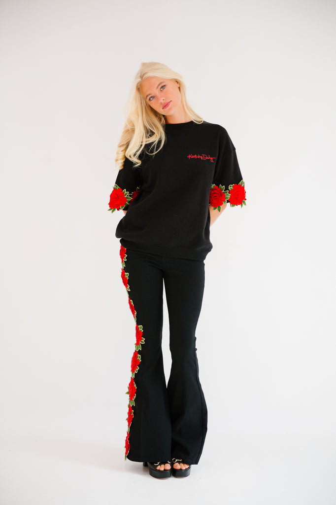 KENTUCKY DERBY® BLACK FLORAL TOP PULLOVER Judith March