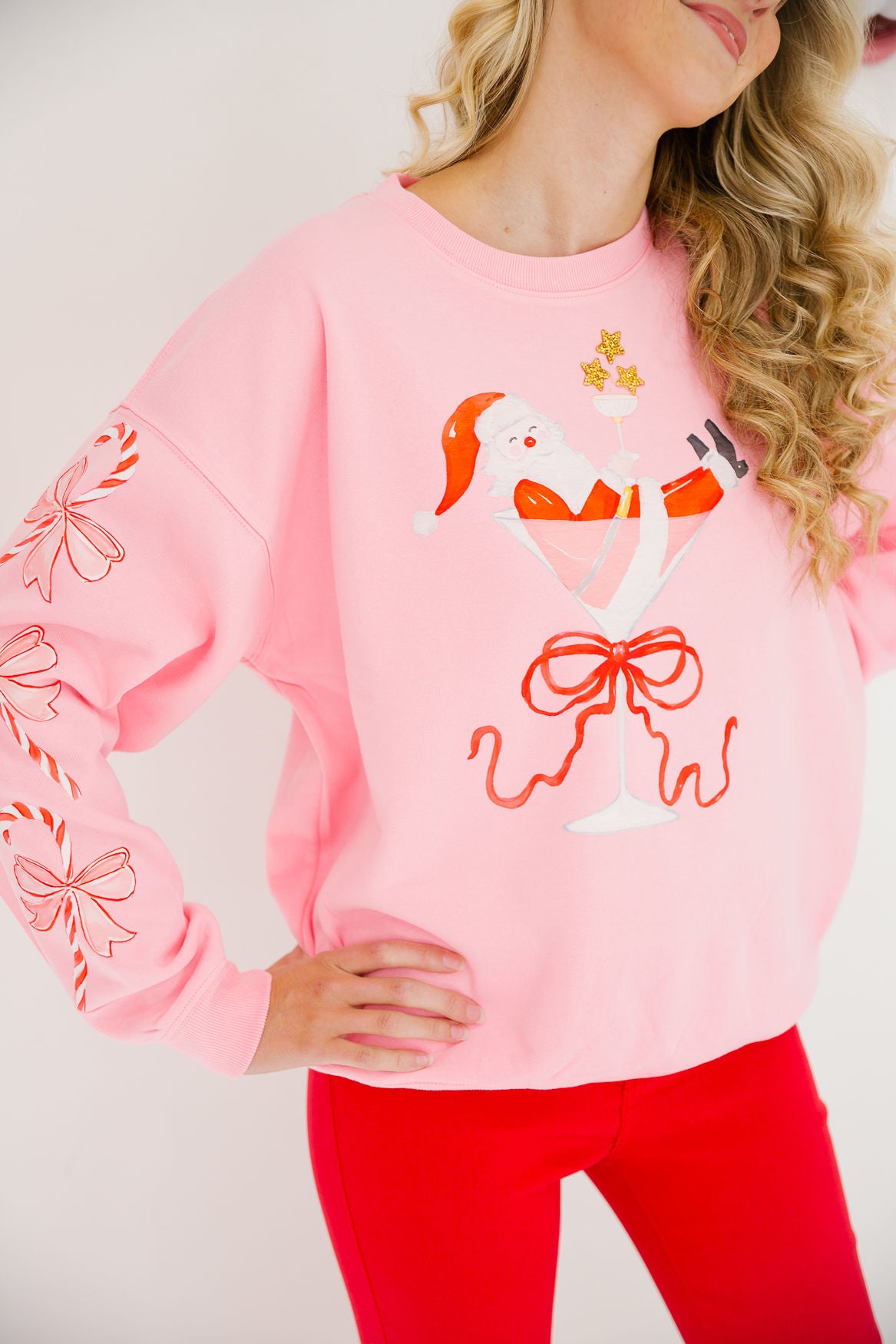 TIPSY SANTA PINK PULLOVER PULLOVER Judith March