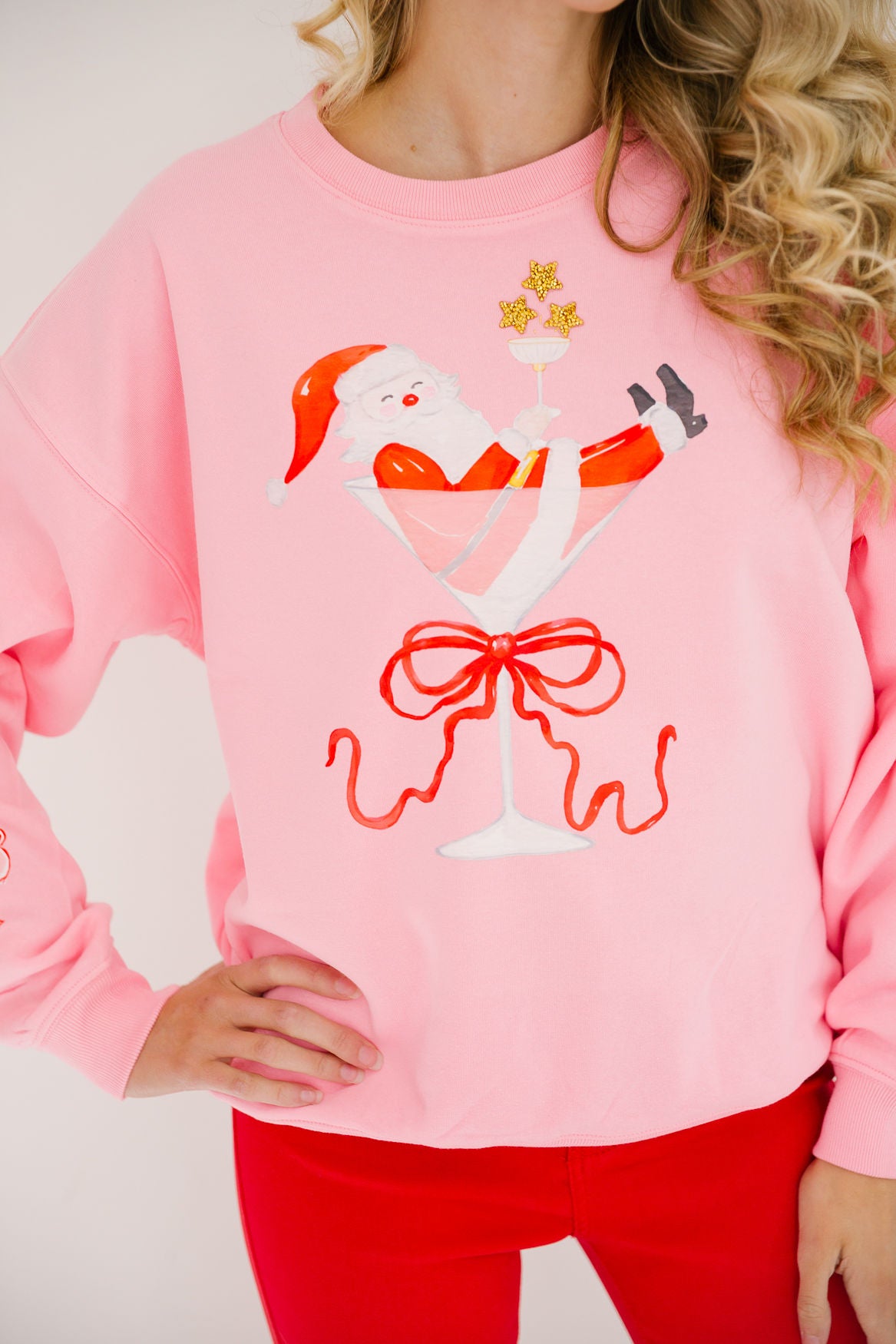 TIPSY SANTA PINK PULLOVER PULLOVER Judith March