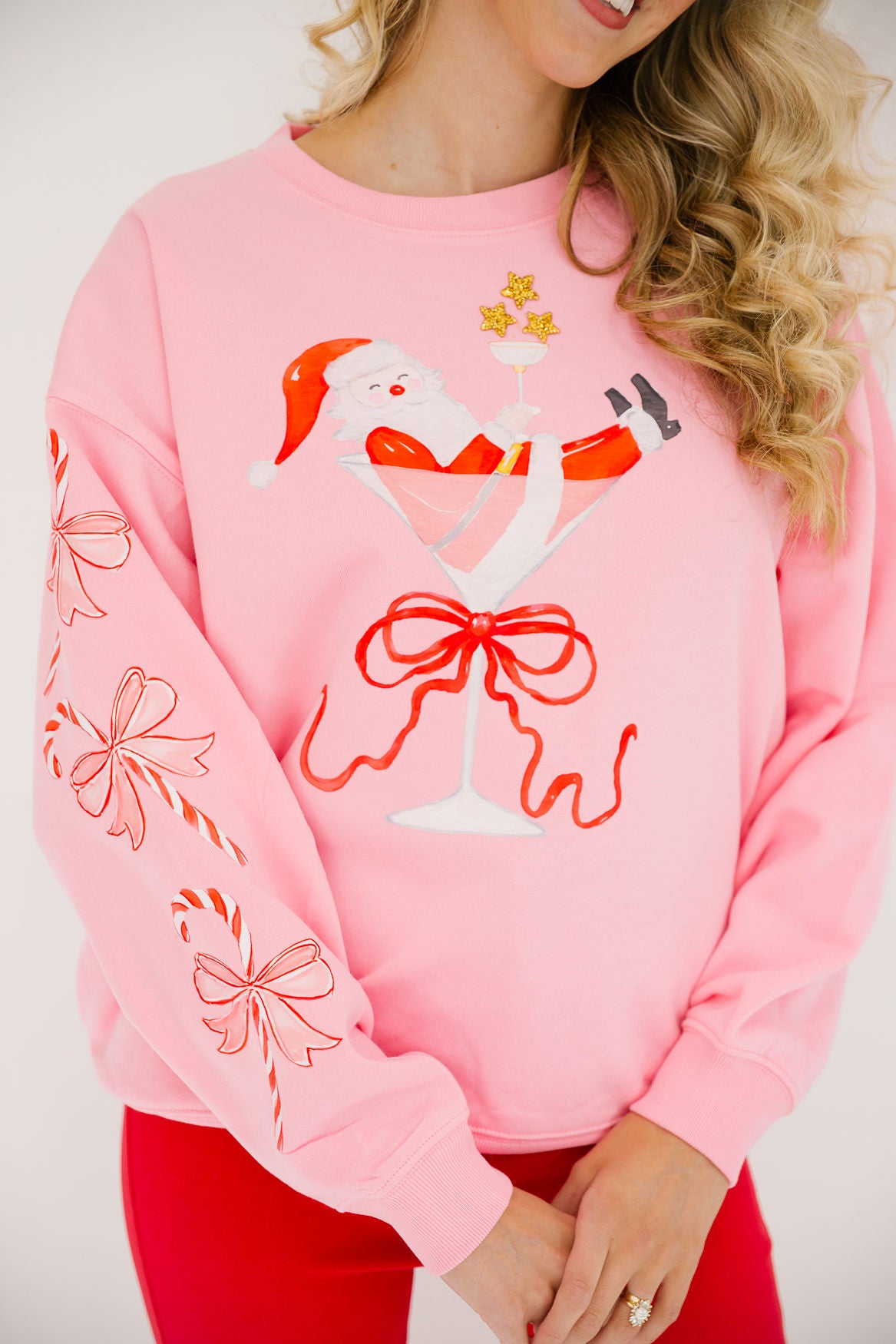 TIPSY SANTA PINK PULLOVER PULLOVER Judith March