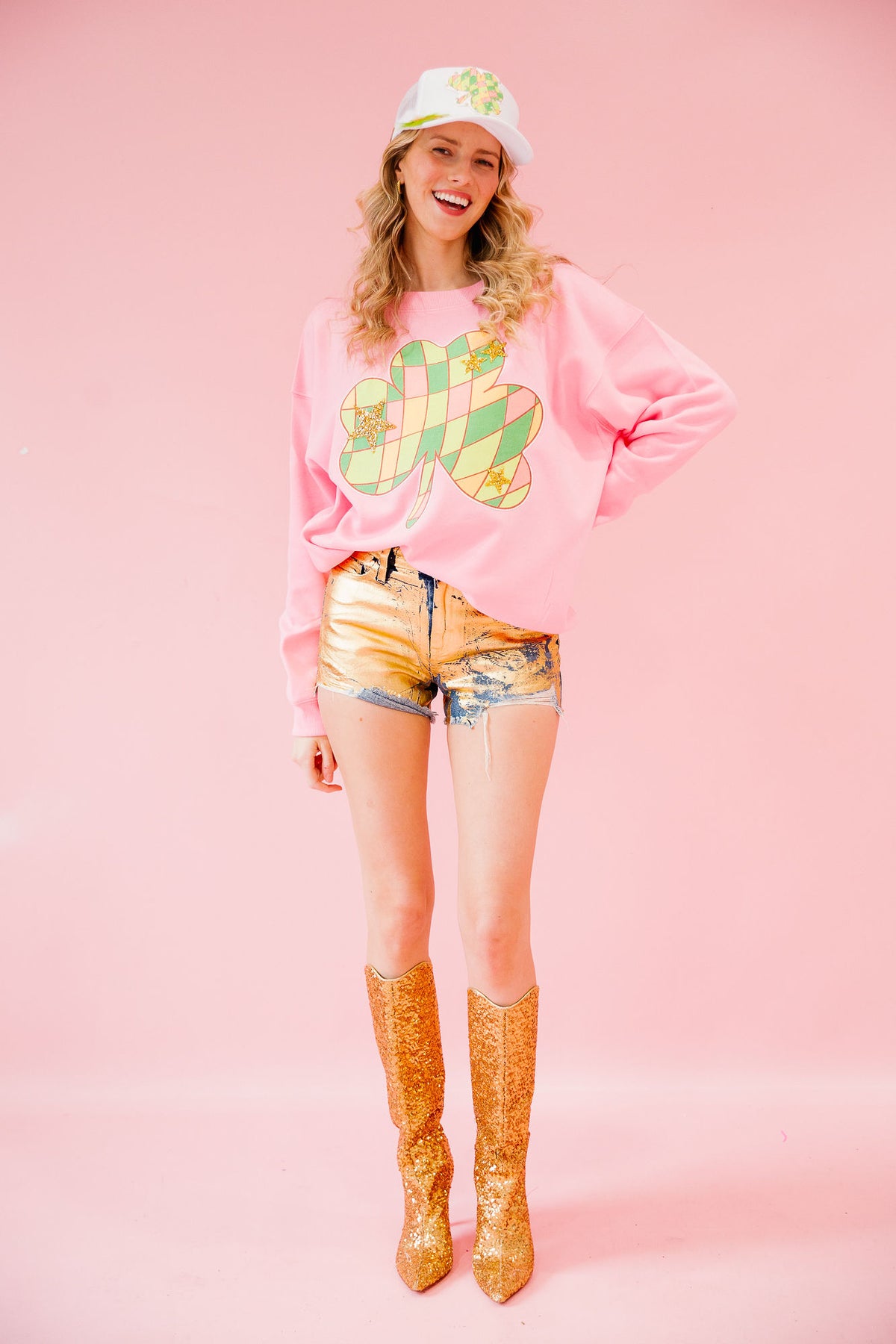 DISCO SHAMROCK PINK PULLOVER PULLOVER Judith March
