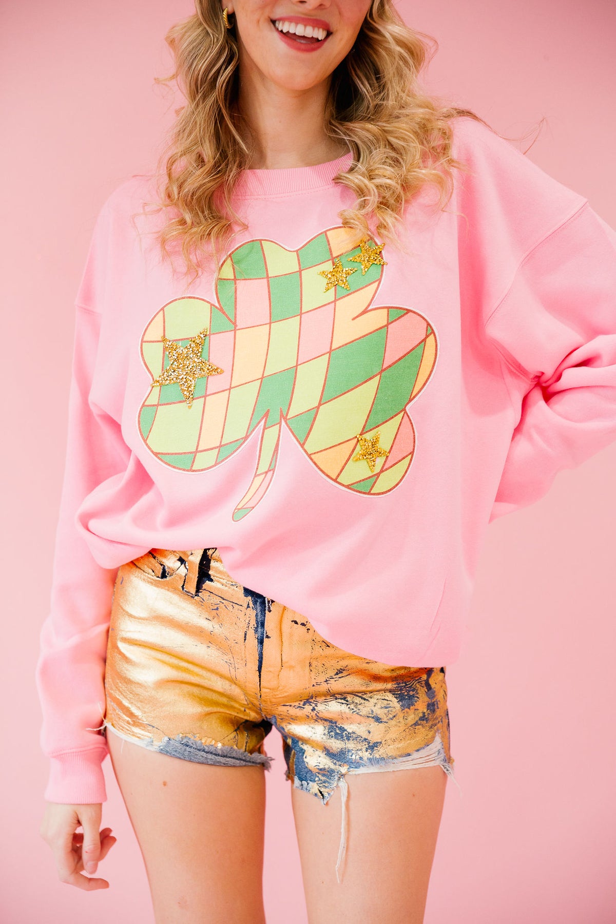 DISCO SHAMROCK PINK PULLOVER PULLOVER Judith March