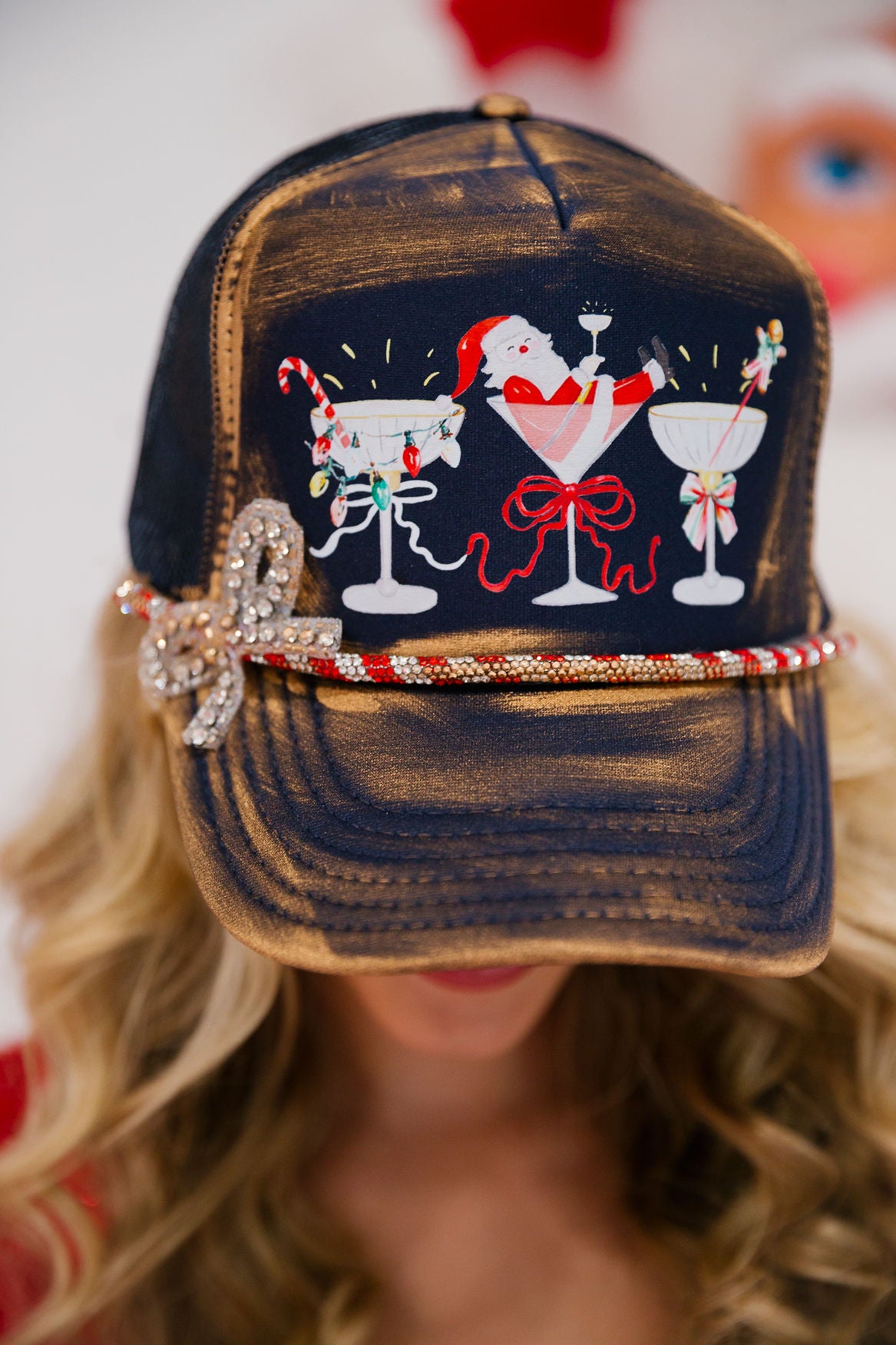 MERRY COCKTAILS NAVY TRUCKER HAT TRUCKER HAT Judith March