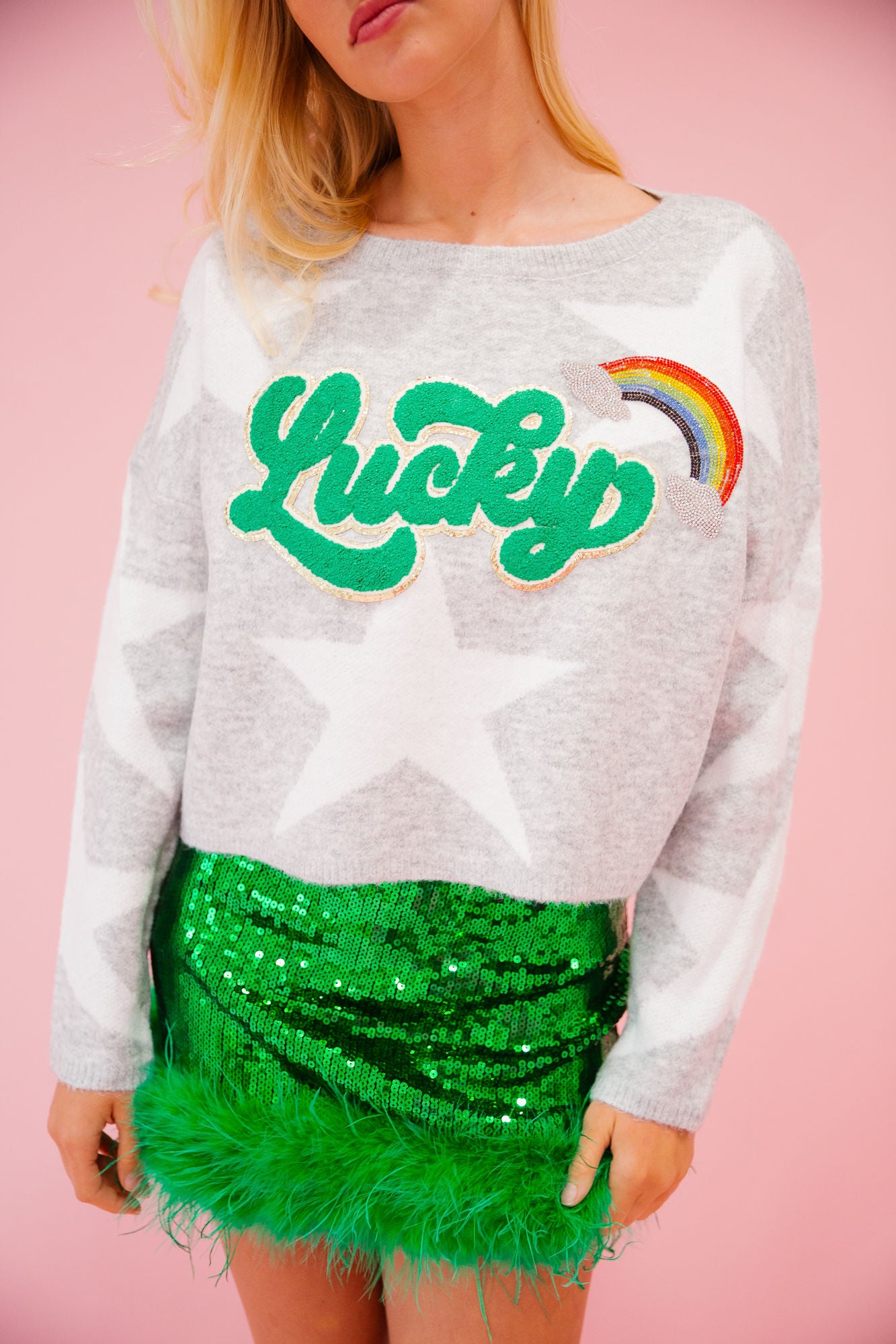 LUCKY GREY STAR SWEATER SWEATER Judith March