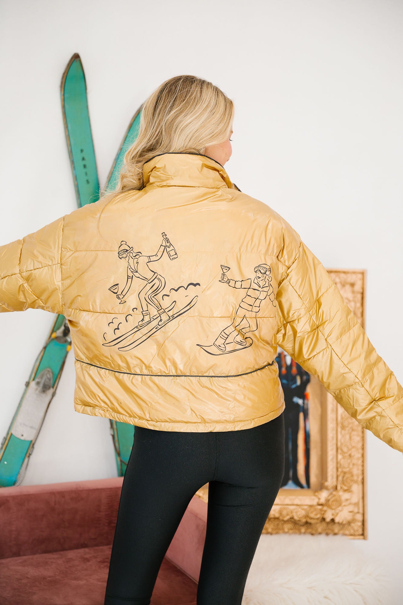 SIPS & SKIS GOLD PUFFER JACKET JACKET Judith March