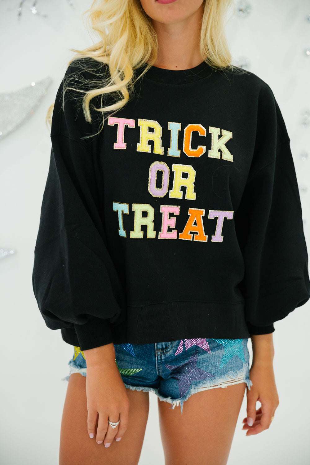 TRICK OR TREAT BLACK PULLOVER PULLOVER Judith March
