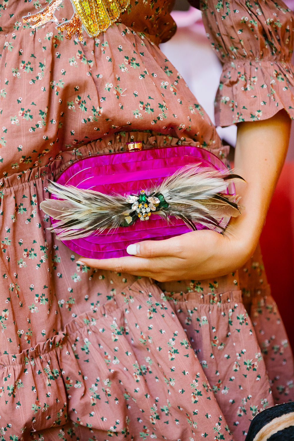 GILDED WINGS PINK CLUTCH BAG Judith March
