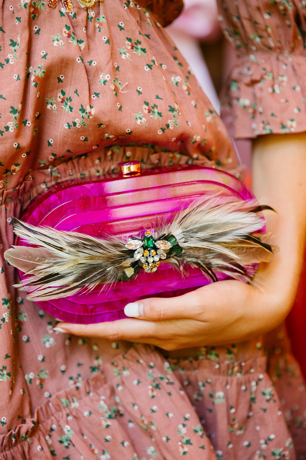 GILDED WINGS PINK CLUTCH BAG Judith March