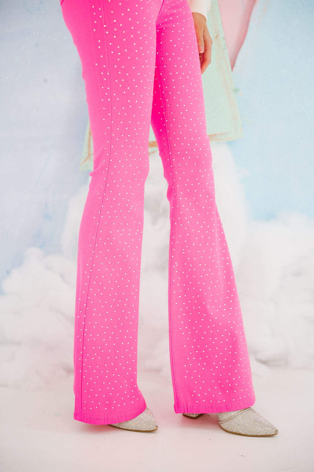 PINK BEJEWELED FLARES FLARES Judith March