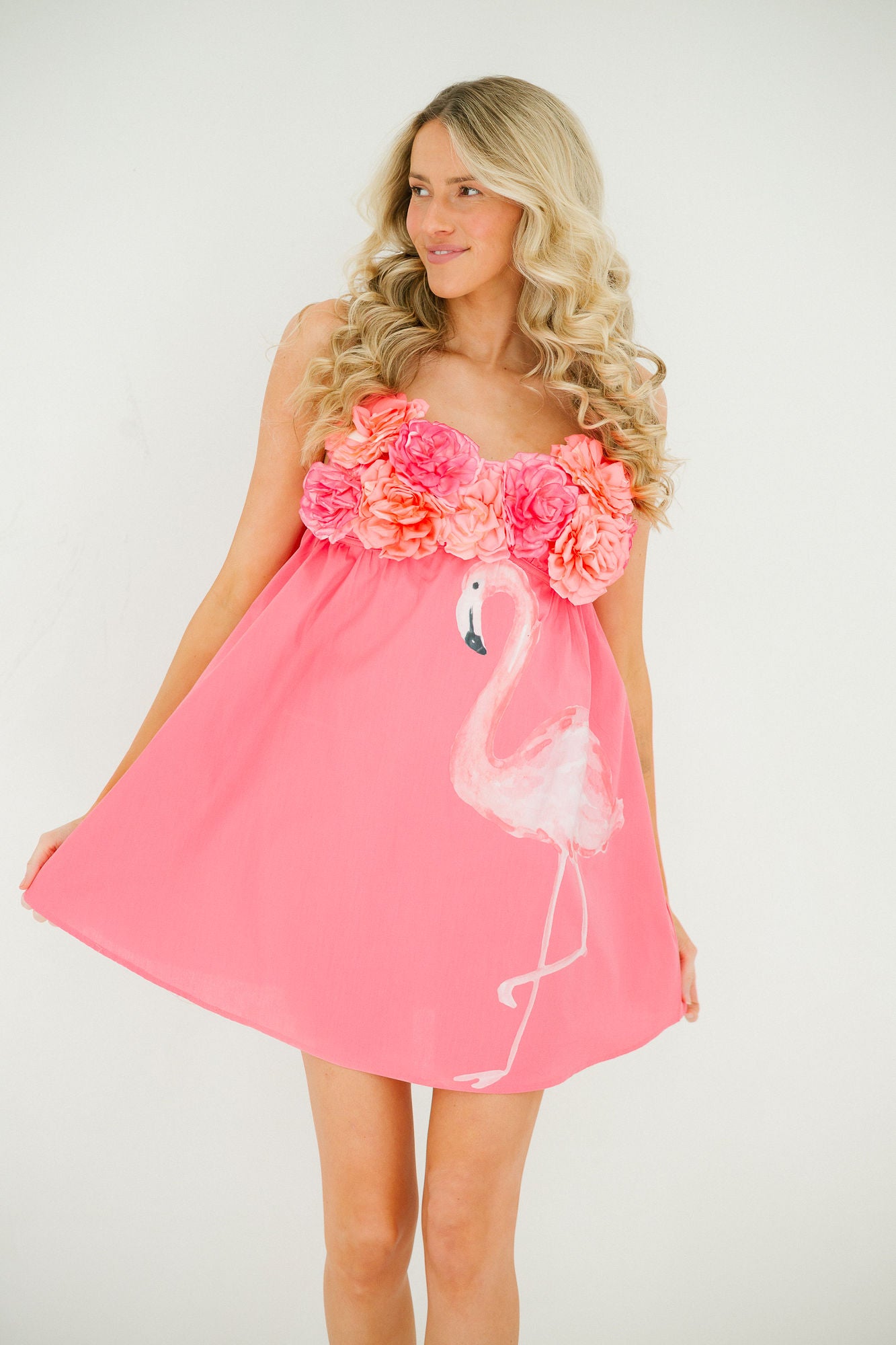 FLAMINGO FLORAL PINK DRESS TOP Judith March
