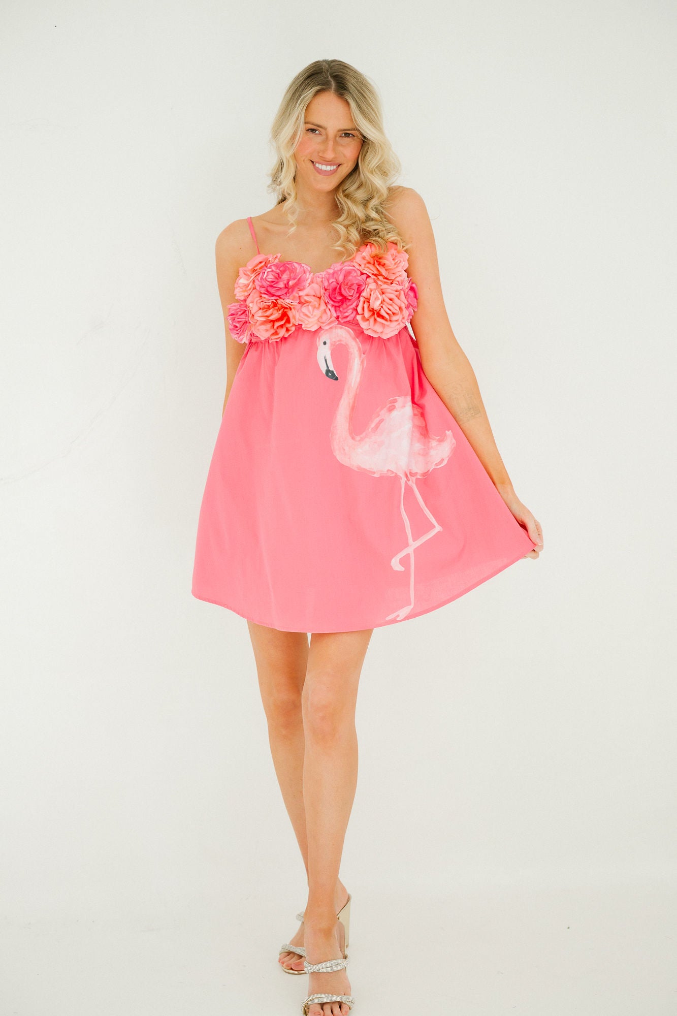 FLAMINGO FLORAL PINK DRESS TOP Judith March