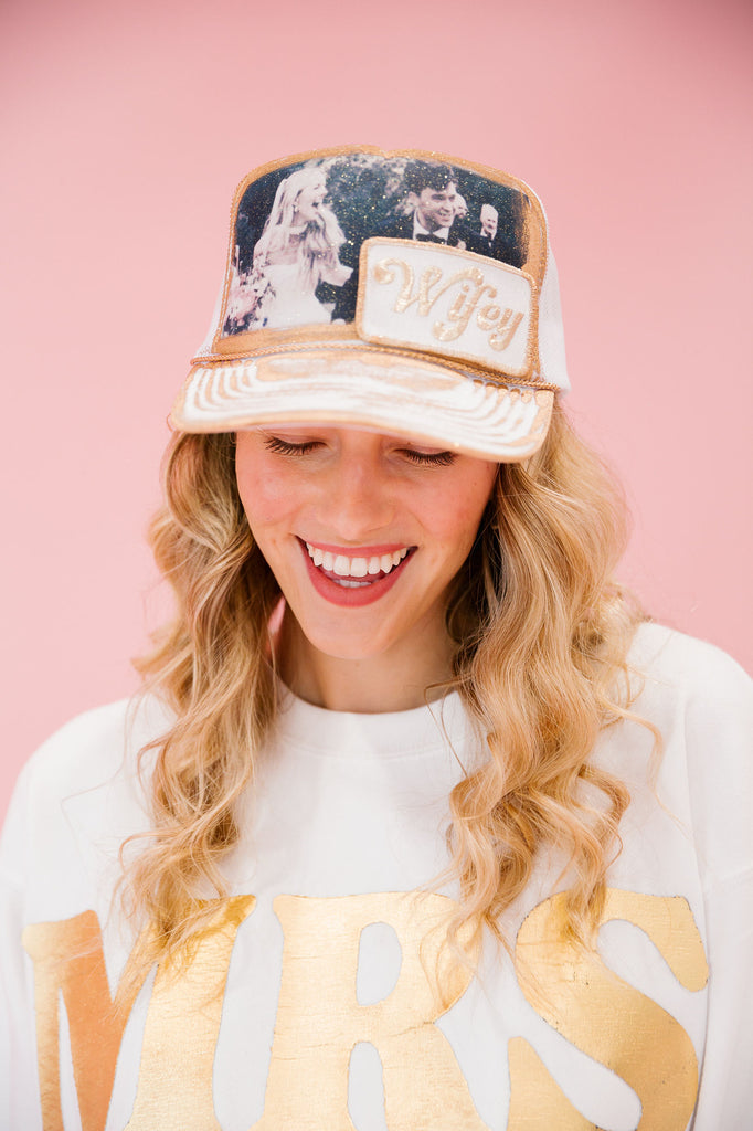 CUSTOM PHOTO WIFEY TRUCKER HAT HAT Judith March
