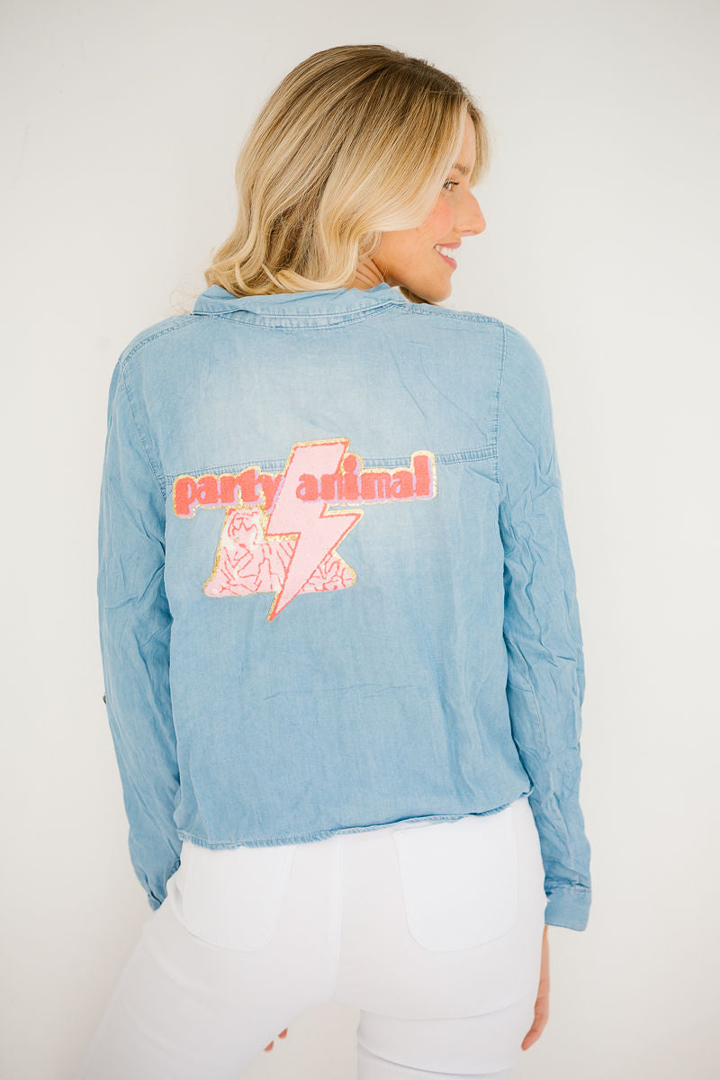 *PARTY ANIMAL DENIM SHIRT TOP Judith March