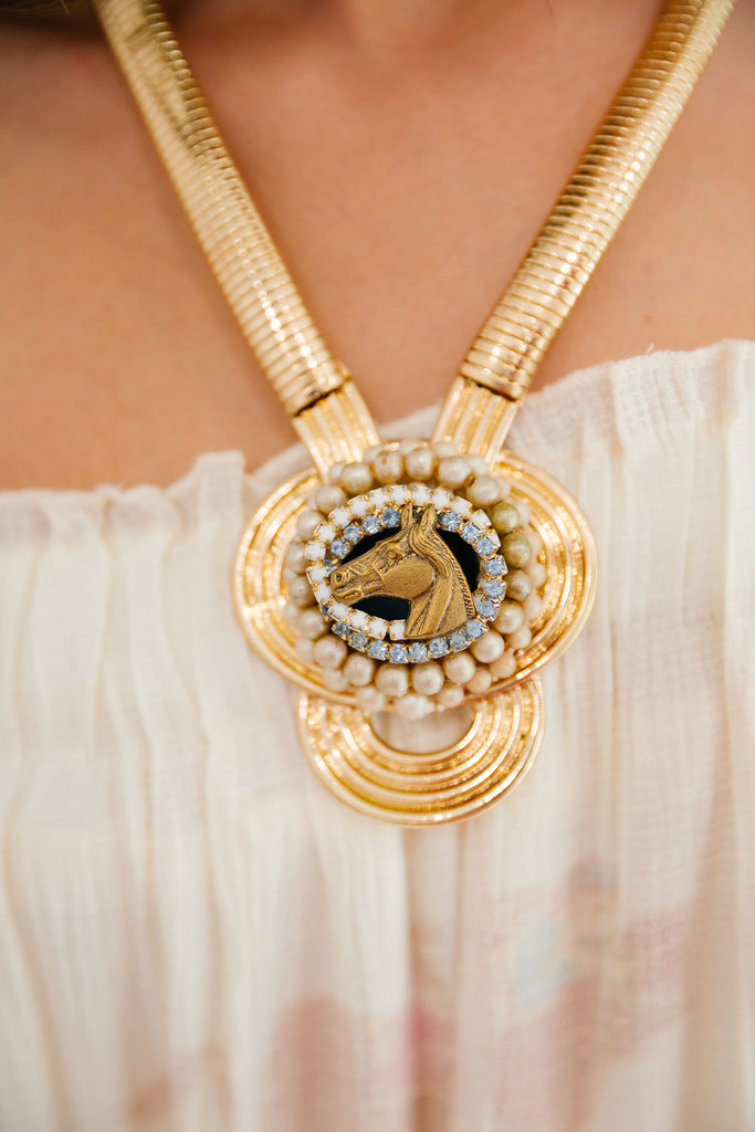 VINTAGE HORSE GOLD LOOP NECKLACE NECKLACE Judith March