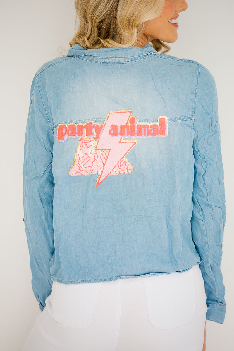 *PARTY ANIMAL DENIM SHIRT TOP Judith March