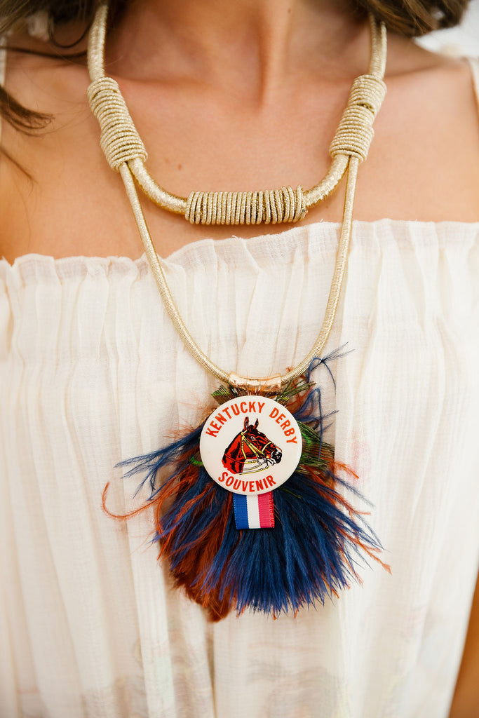 VINTAGE KENTUCKY DERBY FEATHER NECKLACE NECKLACE Judith March