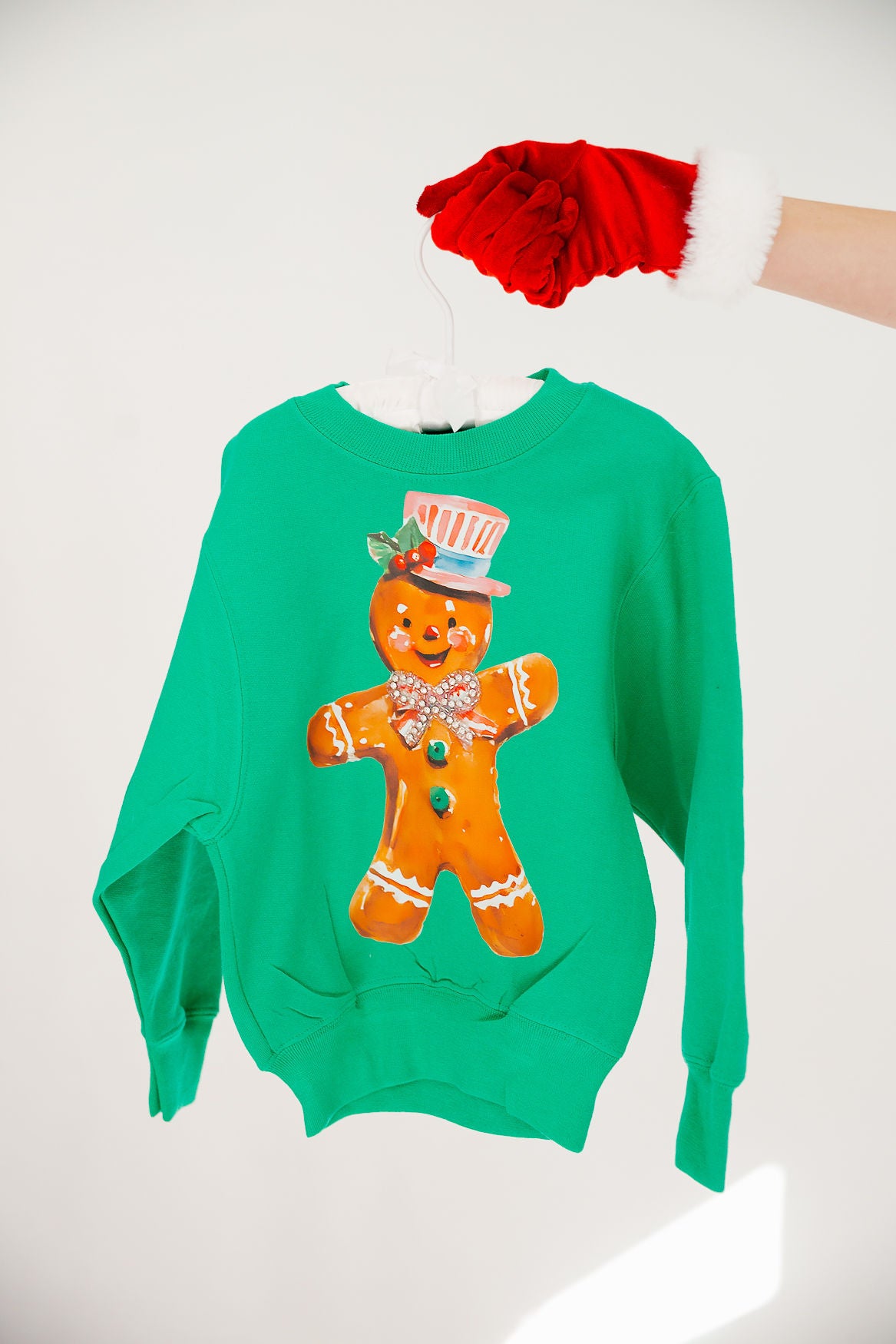 MINI KIDS GINGERBREAD BOW GREEN PULLOVER PULLOVER Judith March