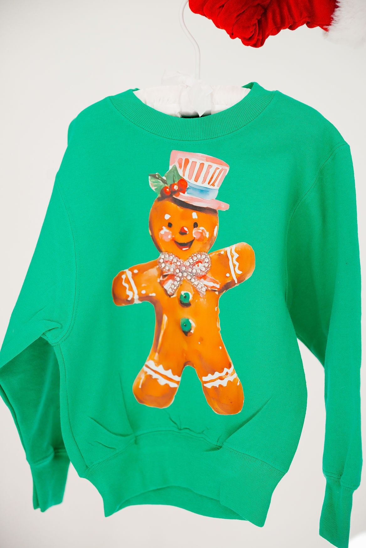 MINI KIDS GINGERBREAD BOW GREEN PULLOVER PULLOVER Judith March