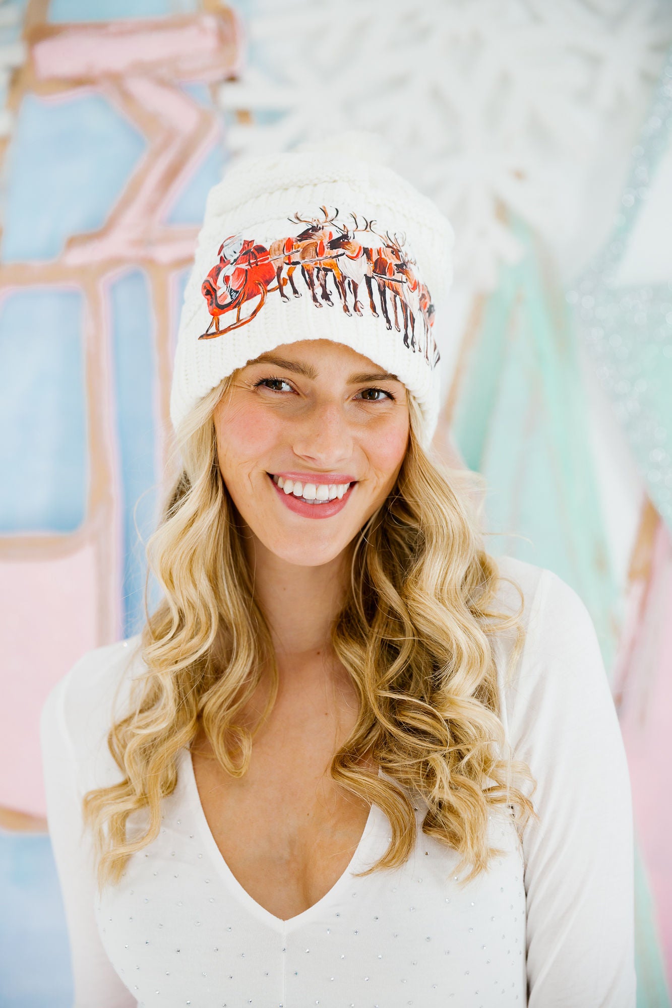 SANTA'S SLEIGH BEANIE BEANIE Judith March