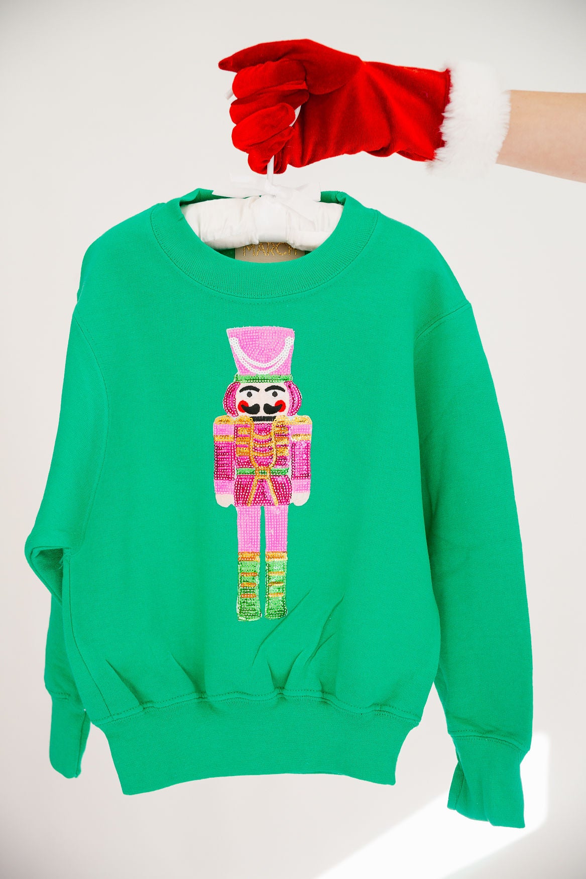 MINI KIDS SEQUIN NUTCRACKER GREEN PULLOVER PULLOVER Judith March