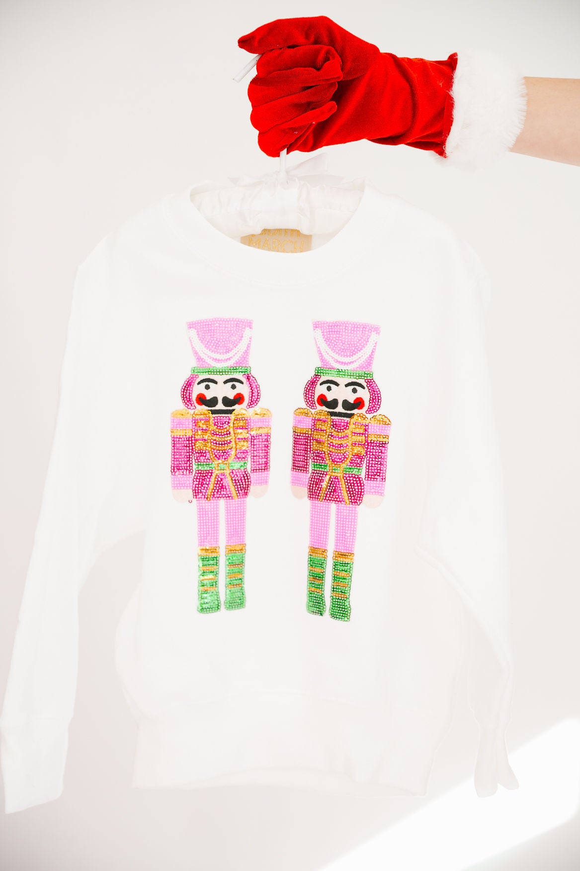 MINI KIDS SEQUIN NUTCRACKERS WHITE PULLOVER PULLOVER Judith March