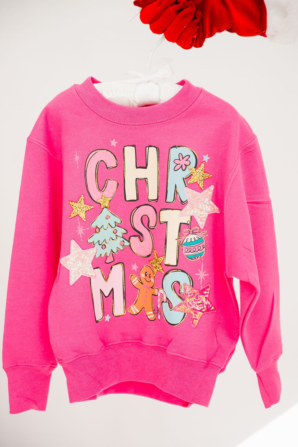 MINI KIDS CHRISTMAS STAR PINK PULLOVER PULLOVER Judith March