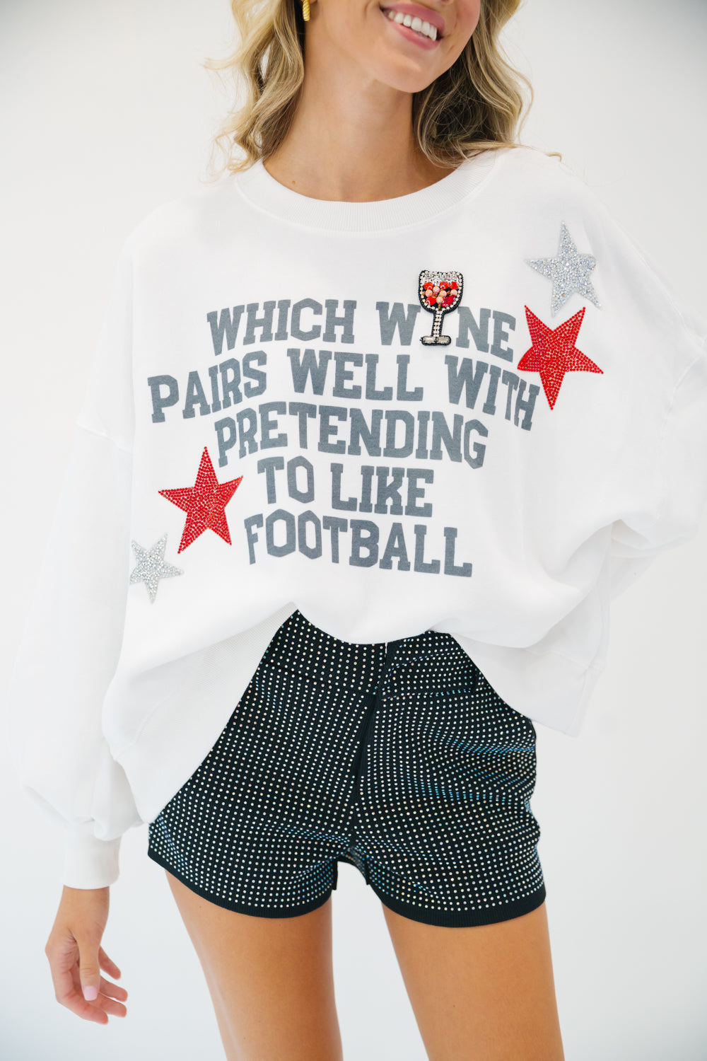 WINE LOVER FOOTBALL PULLOVER gameday23 Judith March SMALL